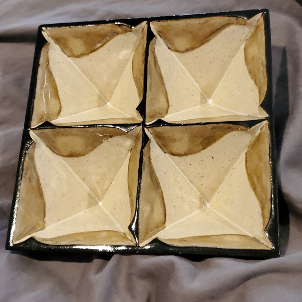 Handmade ceramic muffin pan. Artwork. Made in 1986